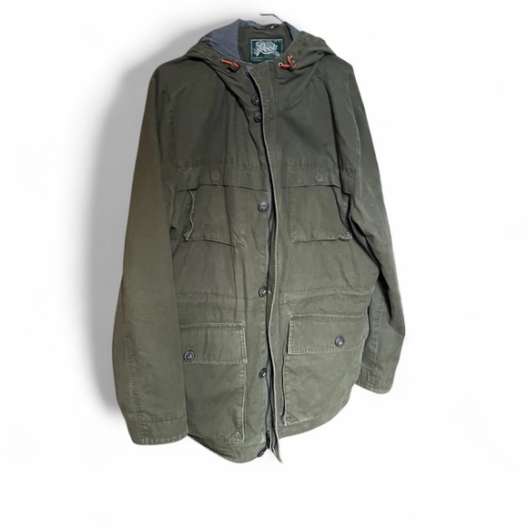 Roots Canada green vintage military field jacket utility hood khaki men XL NWOT - Picture 1 of 8